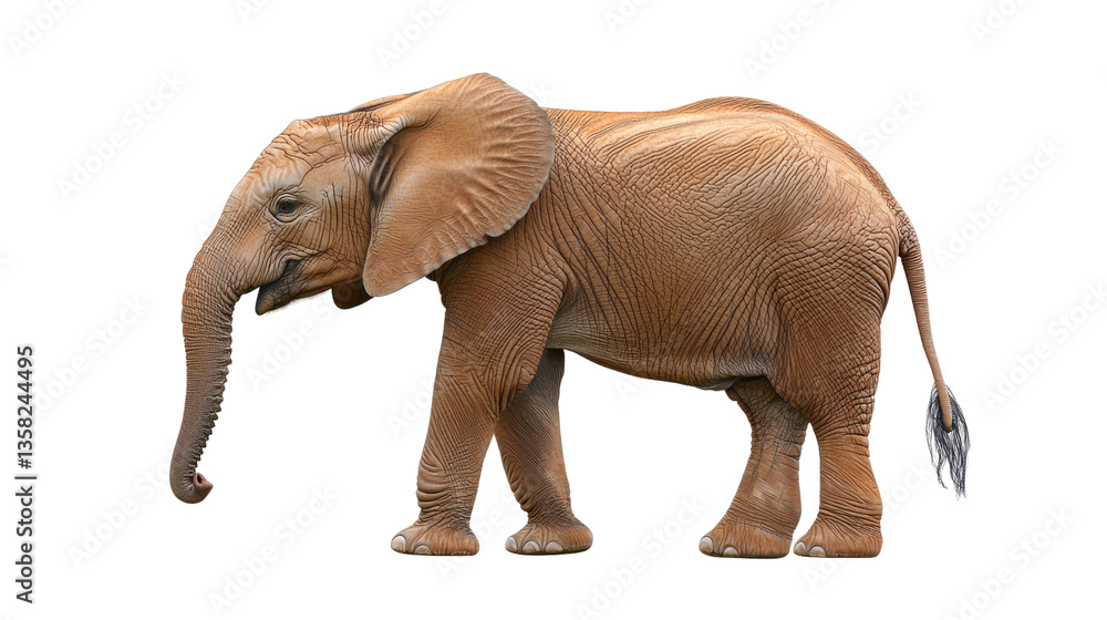 Fototapeta premium Realistic depiction of a standing elephant showcasing detailed texture and natural posture