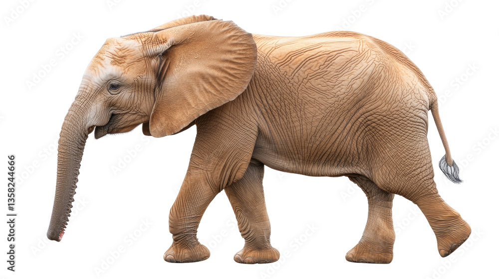 Fototapeta premium Majestic Elephant Walking Gracefully in the Wild, Displaying Beautiful Textures and Features
