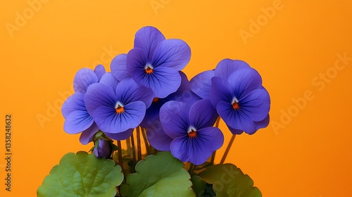 High contrast violet flower cluster on bright orange design picture