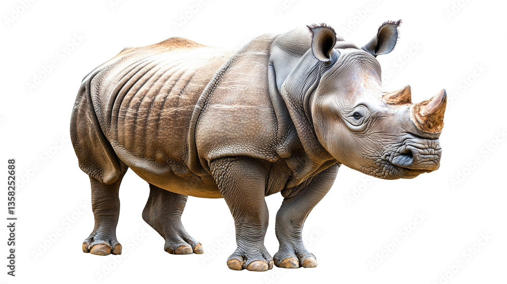 Fototapeta premium Realistic Close-up of a Powerful Rhinoceros in a Natural Habitat Setting with Detailed Features