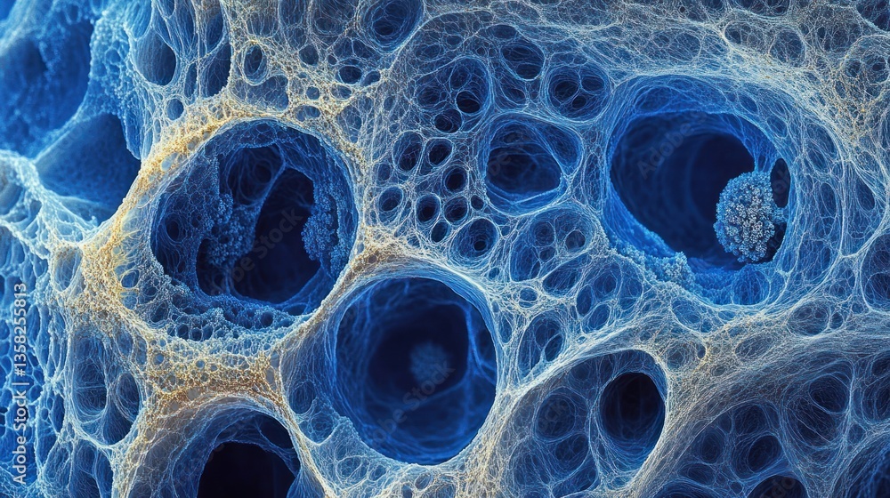 Microscopic Abstract Blue Cellular Structure Microscopic Abstract Blue Cellular Structure