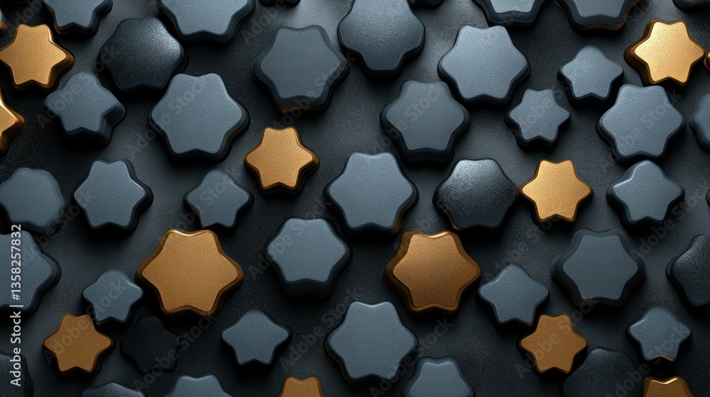 Obraz premium Abstract geometric pattern with dark and gold star-shaped elements