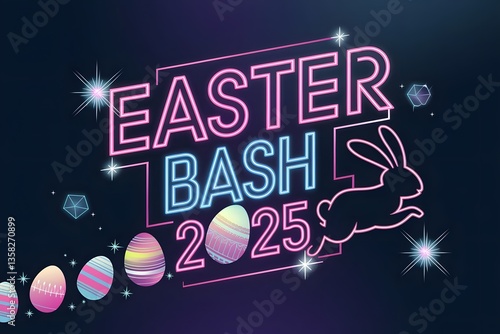 Easter bash party flyer template design for holiday celebration event in year twenty twenty five