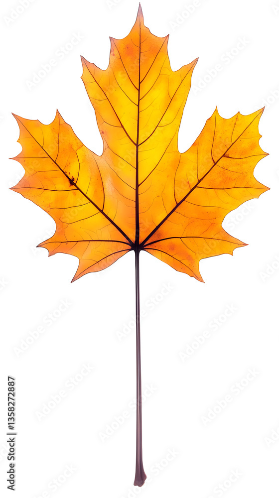 Fototapeta premium Illustration of an Isolated Maple Leaf with Autumn Colors on Transparent