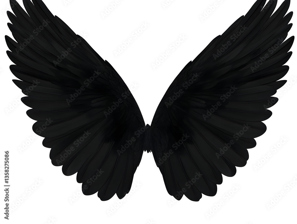 Naklejka premium Illustration of Isolated Black Wings Spread on Transparent Background