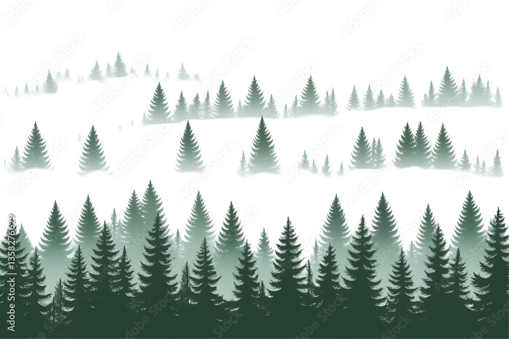 Illustration Pine Tree Forest on Transparent Background Winter Snow Illustration Pine Tree Forest on Transparent Background Winter Snow