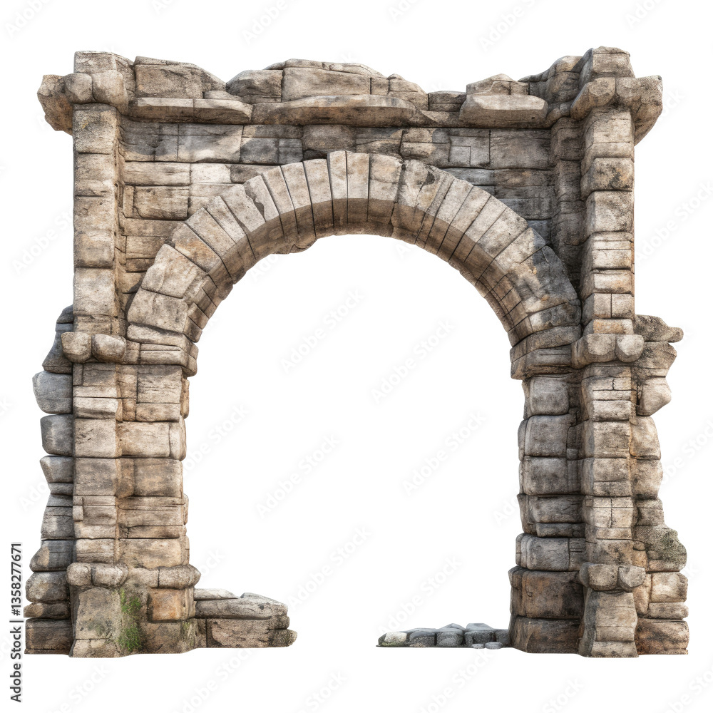 Ancient Stone Archway with Weathered Stones on transparent background Ancient Stone Archway with Weathered Stones on transparent background