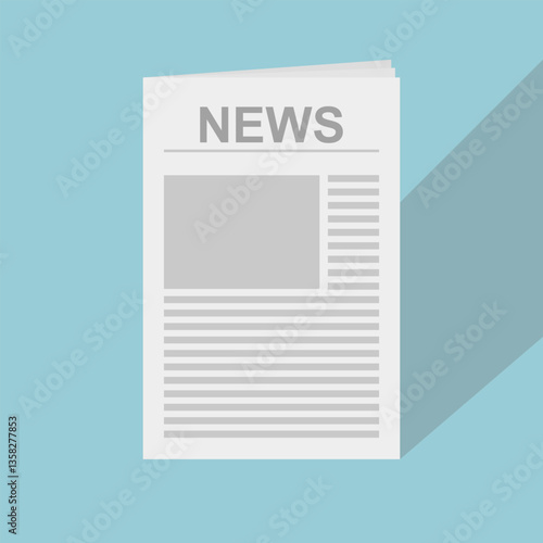 Illustration vector graphic of newspaper on blue background.