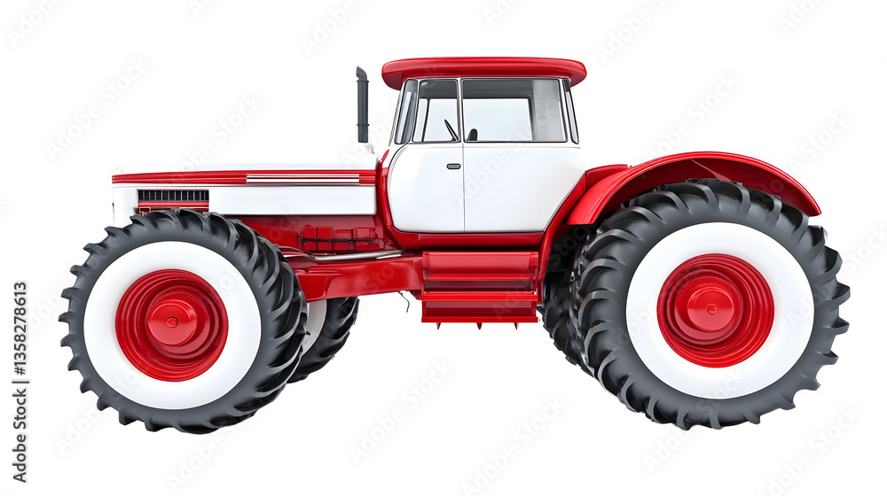 Illustration of Red Tractor Vehicle on Isolated Transparent Background Illustration of Red Tractor Vehicle on Isolated Transparent Background