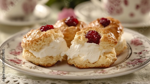 Wallpaper Mural Ruby red cranberry scone color pop BW English tea set clotted cream Torontodigital.ca