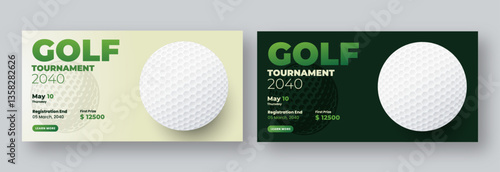 Golf tournament flyer or web banner social media template, annual sports tournament event golf billboard banner