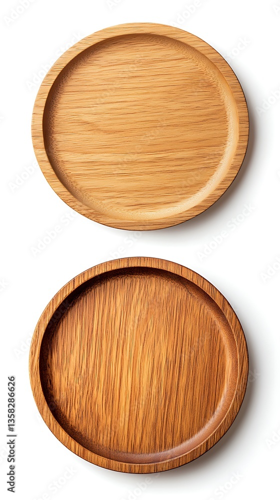 Two Empty Oval Wooden Plates on White Background A Perfect Pair of Rustic Serving Dishes Two Empty Oval Wooden Plates on White Background A Perfect Pair of Rustic Serving Dishes
