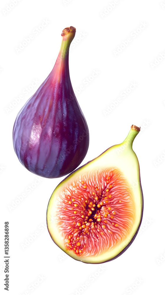 Isolated Background Photo of Cut Figs Rich Purple Color and Seeds Isolated Background Photo of Cut Figs Rich Purple Color and Seeds