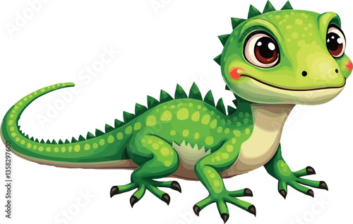 Cute cartoon lizard isolated on white background