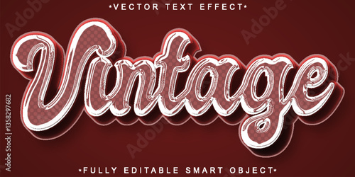 Red Vintage Vector Fully Editable Smart Object Text Effect