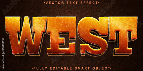 Brown Wooden Worn West Vector Fully Editable Smart Object Text Effect