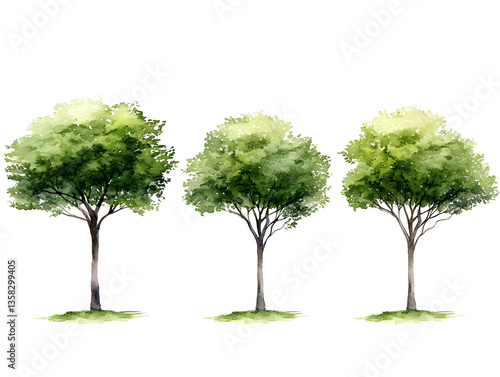 Isolated Illustration Of Green Trees On Transparent Background Art Product