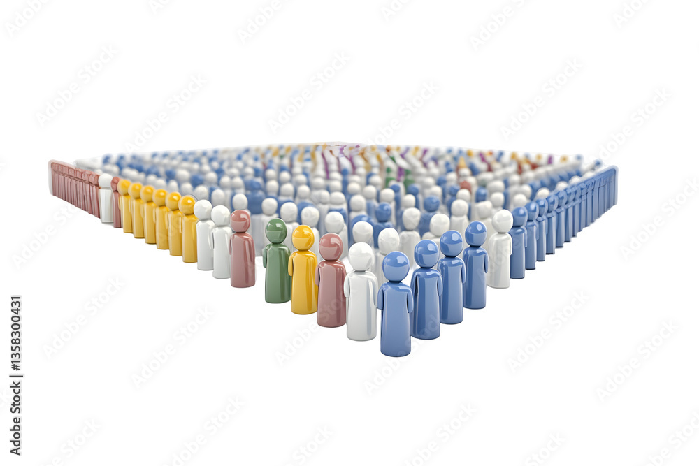 Fototapeta premium 3d Crowd of Isometric People Figures Multicolored Isolated on Transparent