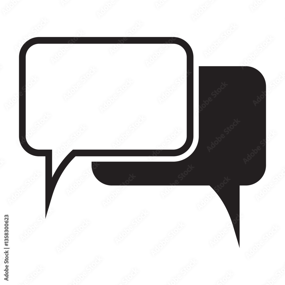 Naklejka premium Balloon text comic speech bubble, cartoon chatting, message box icon design symbol vector illustration.