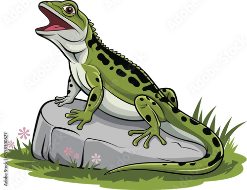 Cute cartoon lizard isolated on white background