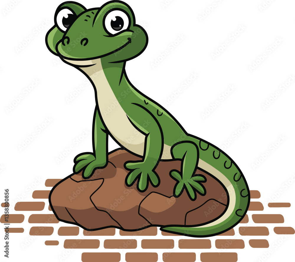 Obraz premium Cute cartoon lizard isolated on white background