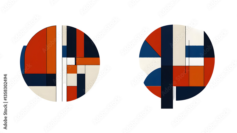 Obraz premium Geometric Pattern Design Round Shapes Circle Illustration Abstract Background