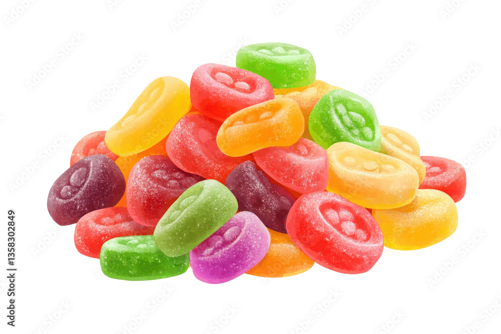 Pile of assorted jelly candies isolated on transparent background
Pile of assorted jelly candies isolated on transparent background