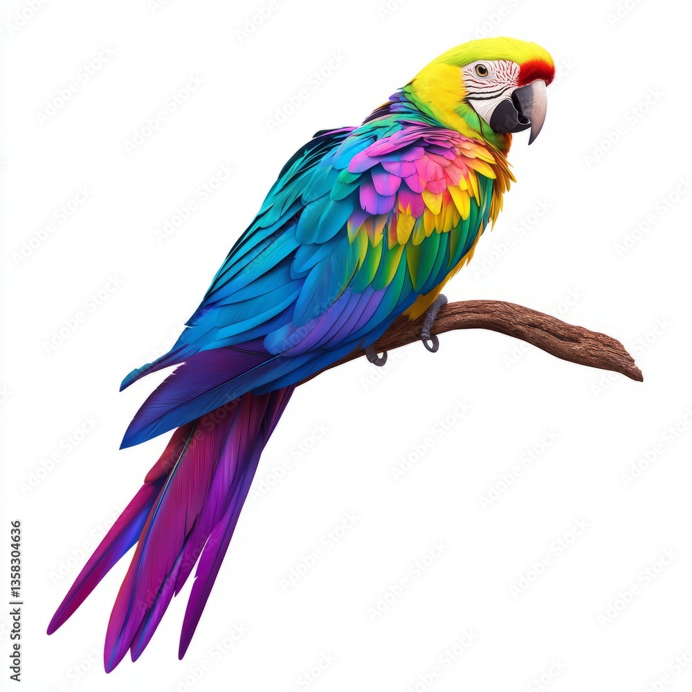 Fototapeta premium Animals Parrot Overview Perched Vibrant Feathers Branch