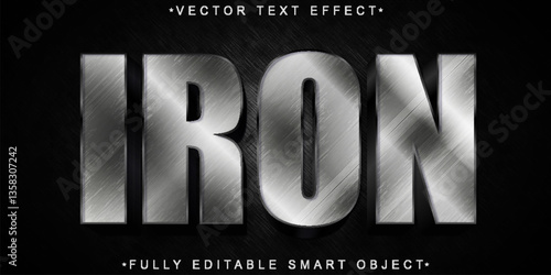 Silver Iron Vector Fully Editable Smart Object Text Effect