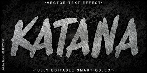 Silver Japan Katana Vector Fully Editable Smart Object Text Effect