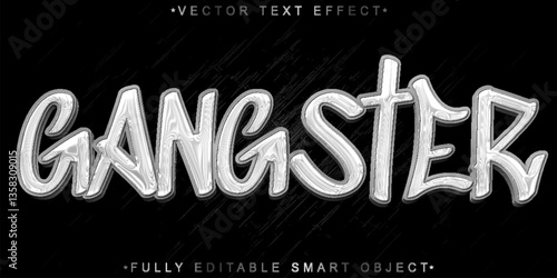 Silver Gangster Vector Fully Editable Smart Object Text Effect