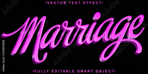 Pink Marriage Vector Fully Editable Smart Object Text Effect