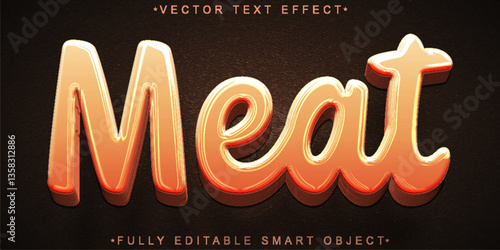 Cartoon Meat Vector Fully Editable Smart Object Text Effect