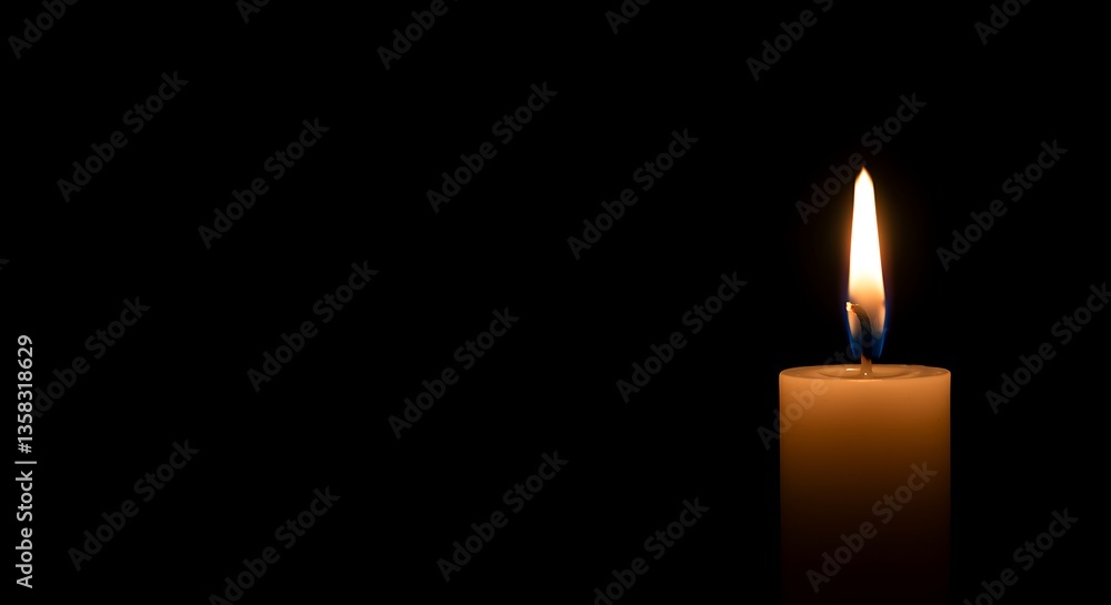 Glowing Candle Flame Illuminating Darkness Symbolizing Hope and Remembrance Glowing Candle Flame Illuminating Darkness Symbolizing Hope and Remembrance
