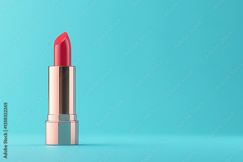 Red Lipstick on Aqua Beauty Minimalist Product Shot. Red Lipstick on Aqua Beauty Minimalist Product Shot.
