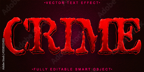Red Crime Vector Fully Editable Smart Object Text Effect