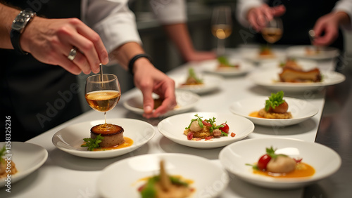 Ultimate food-alcohol pairing experience curated by Michelin-starred chefs in a gourmet kitchen setting.