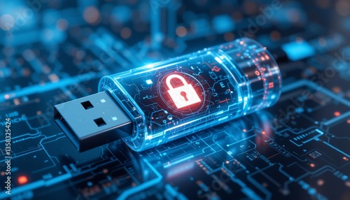 Secure USB Drive Data Protection Concept Digital Security Cyber Privacy Technology