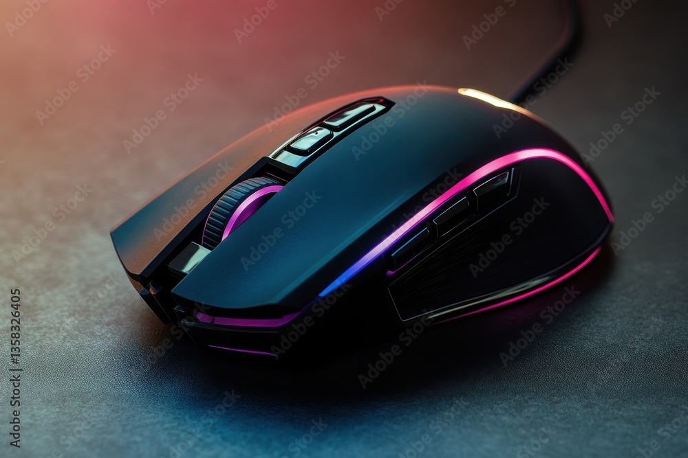 RGB Gaming Mouse Neon Glow with Tech Power. RGB Gaming Mouse Neon Glow with Tech Power.