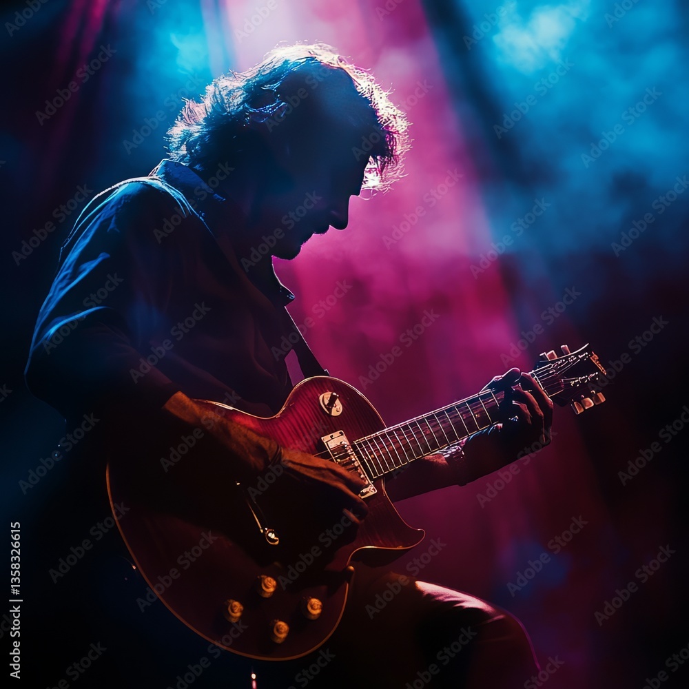 Obraz premium Generic Portrait Male Moment Lighting Guitarist Stage