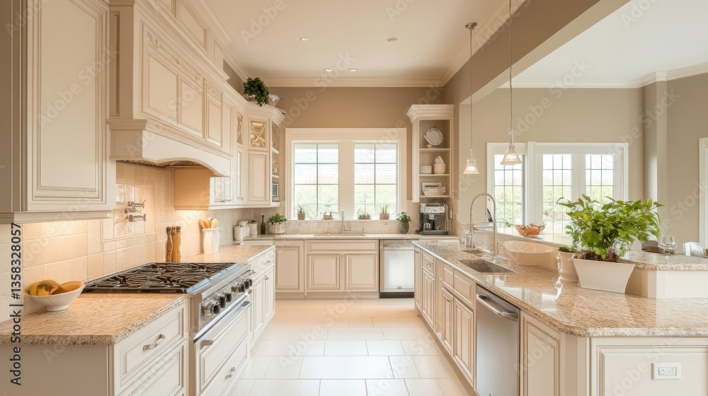 Bright White Kitchen with Granite Countertops and Modern Design Bright White Kitchen with Granite Countertops and Modern Design