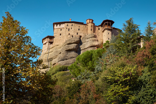 Rusanu Monastery in Meteora in autumn, Greece