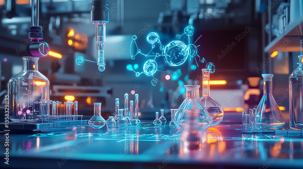 Futuristic laboratory with advanced technology and scientific equipment. Futuristic laboratory with advanced technology and scientific equipment.