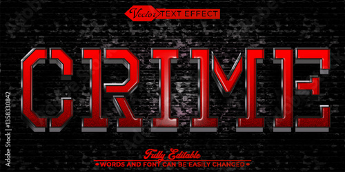 Red Crime Vector Editable Text Effect Template