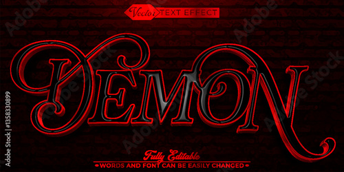 Horror Red Demon Vector Editable Text Effect Template