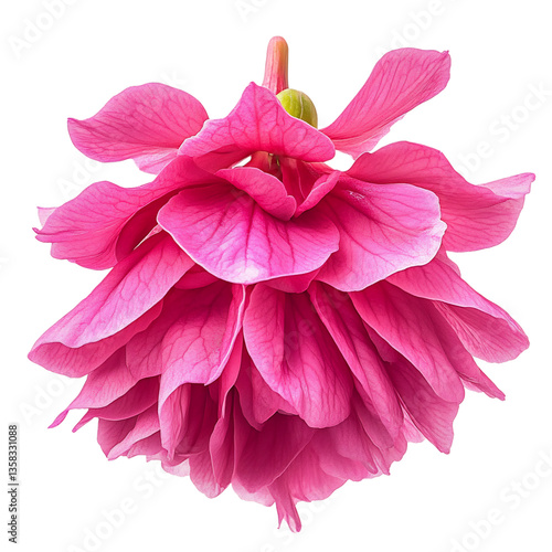 Bright Pink Fuchsia with Multiple Petal Layers Isolated on Transparent Background