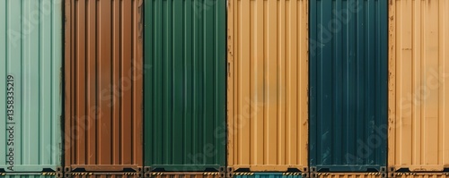 Wallpaper Mural A series of colorful shipping containers arranged in a row, showcasing a variety of hues and textures. Torontodigital.ca