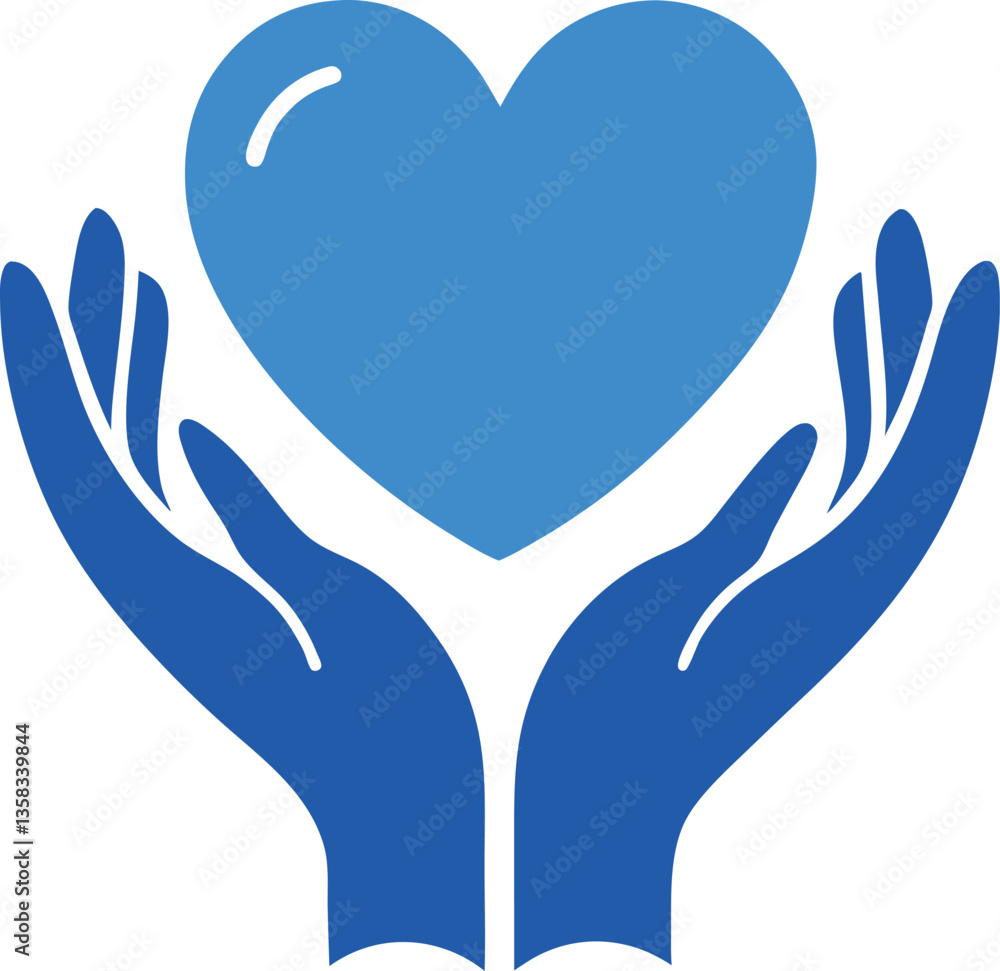 Hands Holding a Blue Heart Representing Compassion and Care Hands Holding a Blue Heart Representing Compassion and Care