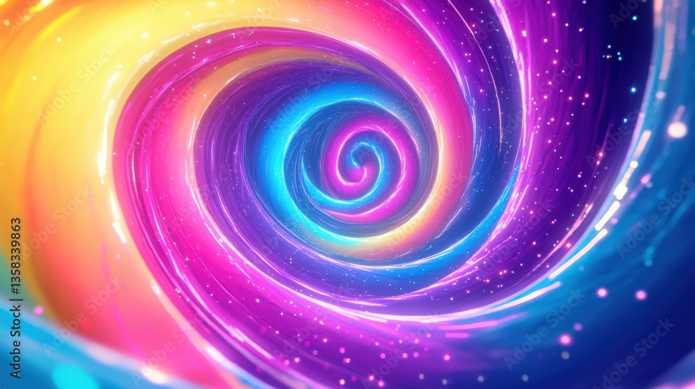 Obraz premium Vibrant Rainbow Spiral Abstract Background Design with Glowing Light Effects