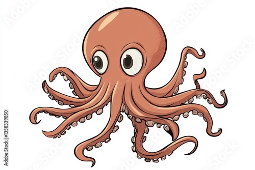 Illustration of a squid in cartoon style